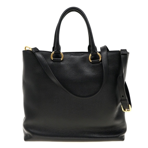 Prada Tote Large Shopping Shoulder Bag Vitello Phenix Black Leather 1BG8… - Picture 2 of 7